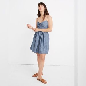 Madewell Blue Bow-Front Mini Dress